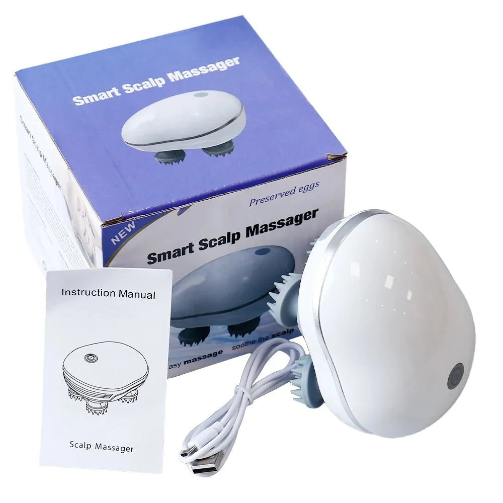 Infrared Smart Scalp Massager Wireless 4 Kneading Massage Heads Body Massager for Hair Growth Stress Kneading Vibration